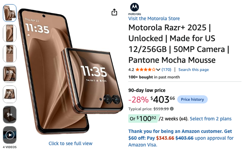 Motorola Razr+ 2025 Unlocked 12/256GB