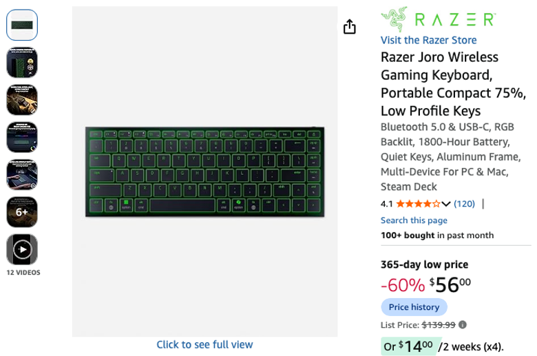 Razer Joro Wireless Gaming Keyboard