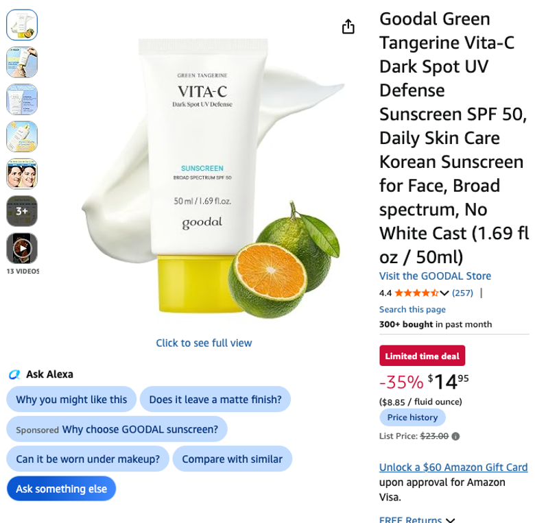 Goodal Green Tangerine Vita-C Dark Spot UV Defense Sunscreen SPF 50