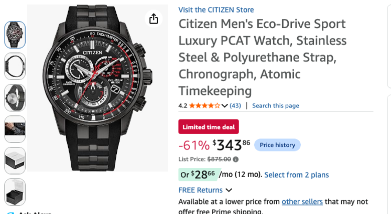 Citizen Men's Eco-Drive Sport Luxury PCAT Watch