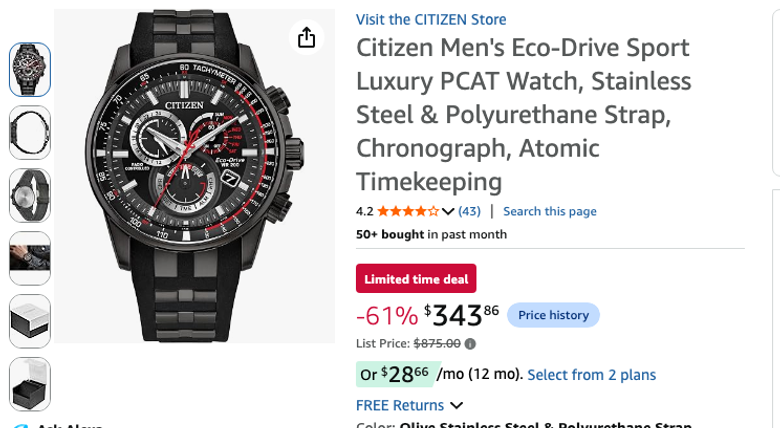 Citizen Men's Eco-Drive Sport Luxury PCAT Watch