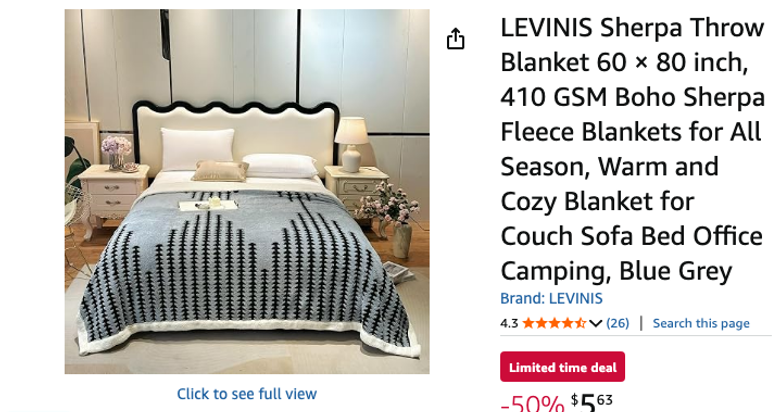 LEVINIS Sherpa Throw Blanket 60 x 80 inch