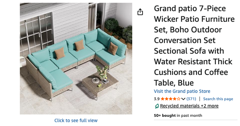 Grand patio 7-Piece Wicker Patio Furniture Set