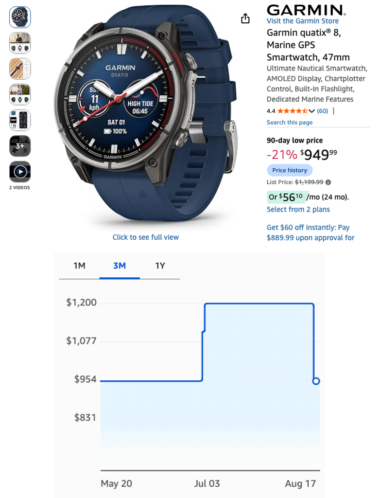 Garmin quatix 8 Marine GPS Smartwatch, 47mm