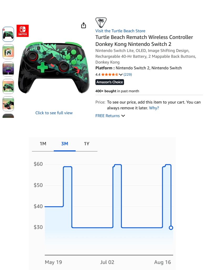 Turtle Beach Rematch Wireless Controller Donkey Kong Nintendo Switch 2