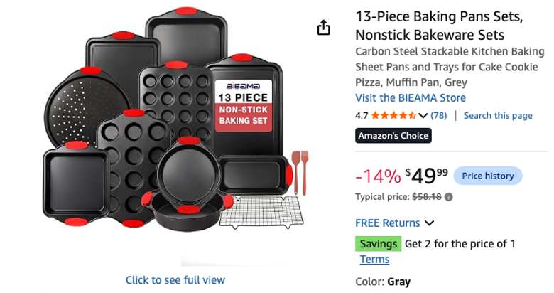 13-Piece Nonstick Bakeware Set