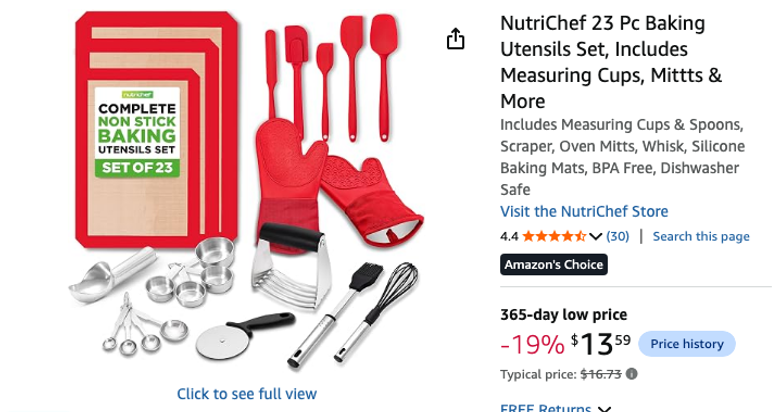 NutriChef 23-Piece Baking Utensils Set