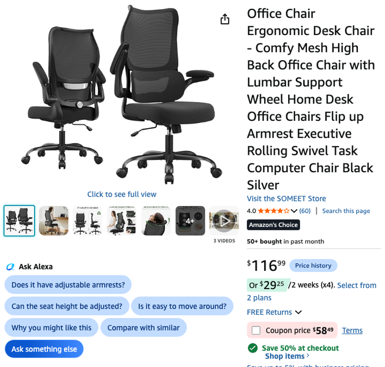 Mesh High Back Office Chair with Lumbar Support