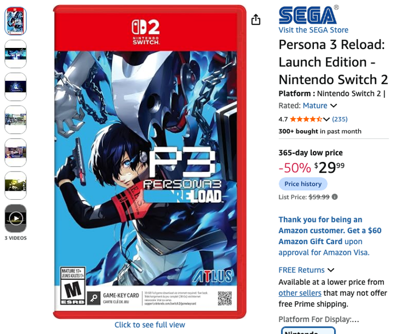 Persona 3 Reload: Launch Edition - Nintendo Switch 2