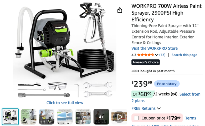 WORKPRO 700W Airless Paint Sprayer