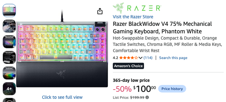 Razer BlackWidow V4 75% Mechanical Gaming Keyboard