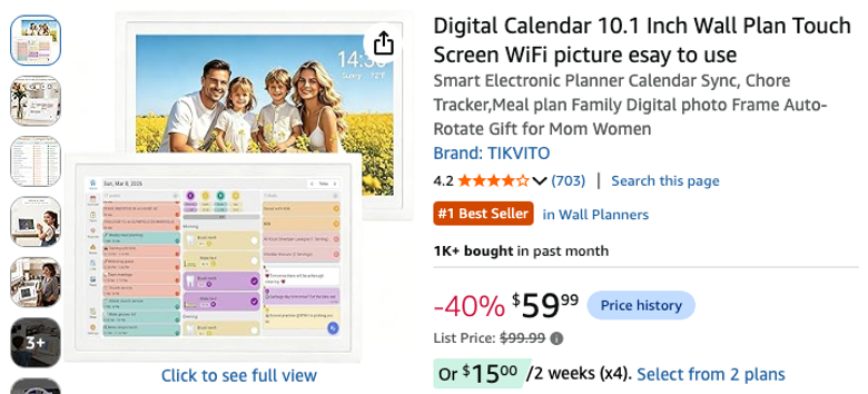 10.1" Digital Smart Calendar Wall Planner