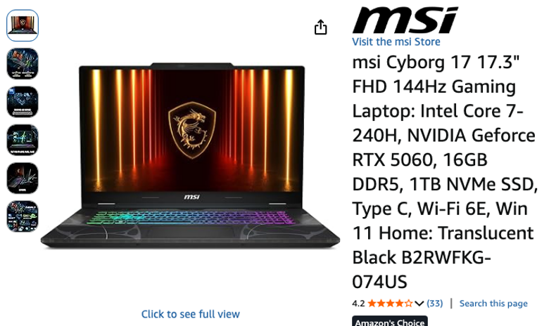 MSI Cyborg 17 17.3" Gaming Laptop