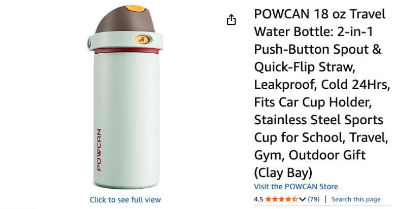 POWCAN 18 oz Travel Water Bottle