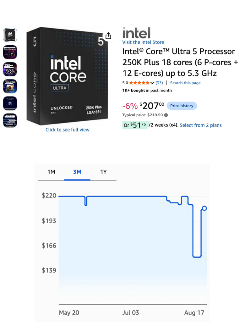 Intel Core Ultra 5 Processor 250K Plus 18-Core CPU