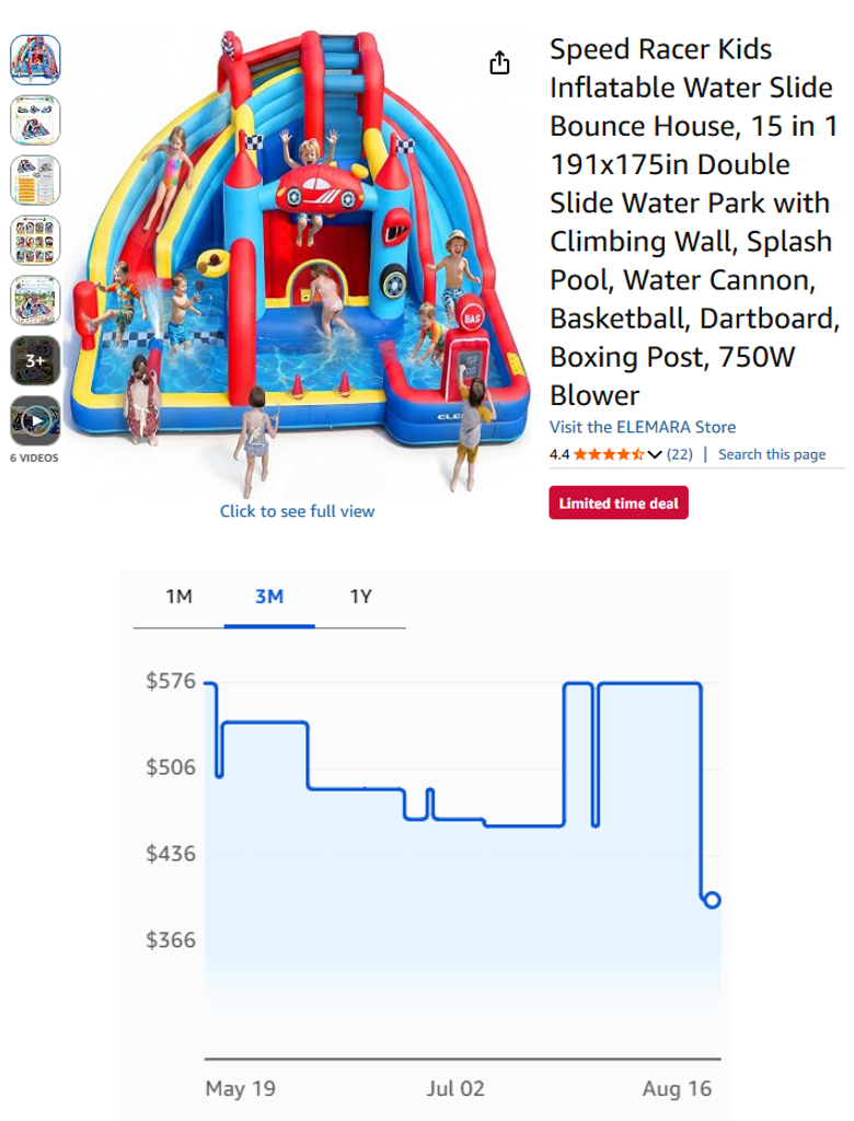 Speed Racer Kids Inflatable Water Slide Bounce House