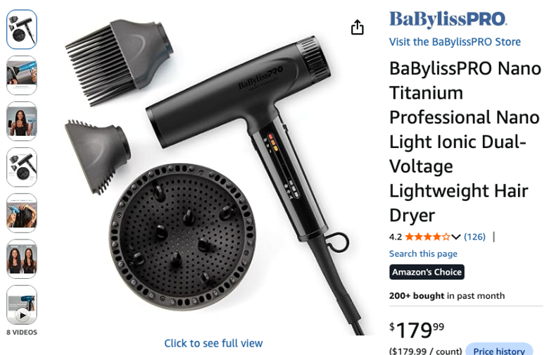 BaBylissPRO Nano Titanium Hair Dryer