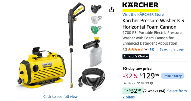 Kärcher Pressure Washer K 3 Horizontal Foam Cannon