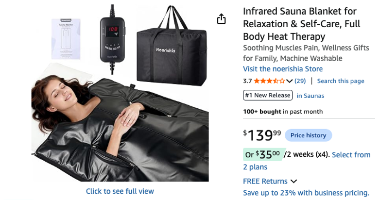 Infrared sauna blanket