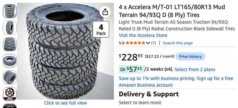 Accelera M/T-01 Mud Terrain Tires 4-Pack