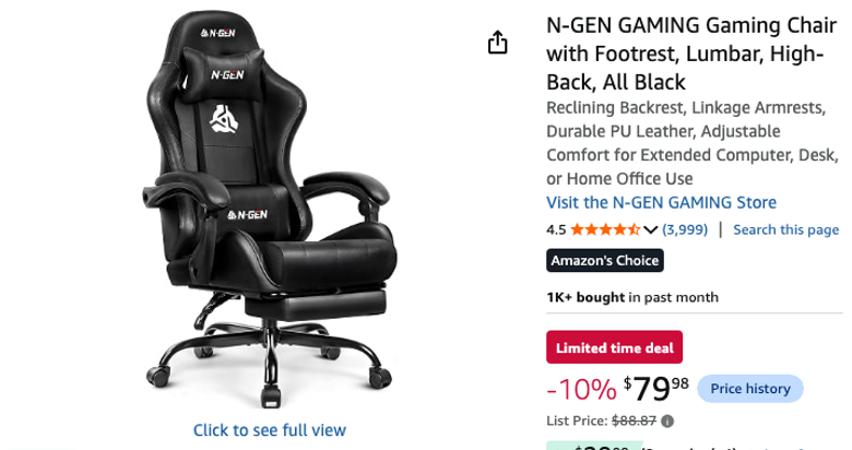 N-GEN Gaming Chair with Footrest