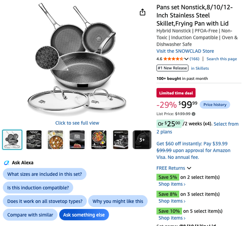 SNOWCLAD Nonstick Pans Set