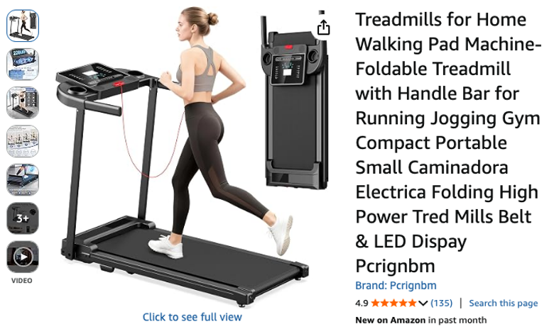Foldable Treadmill with Handle Bar